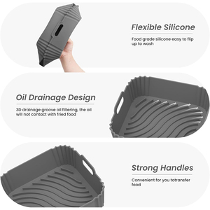 Paquete de 2 Forros de Silicona para Freidora de Aire, Cuadrados, Reutilizables, Antiadherentes, para Freidoras de Aire de 4-5 QT - Product Image 3
