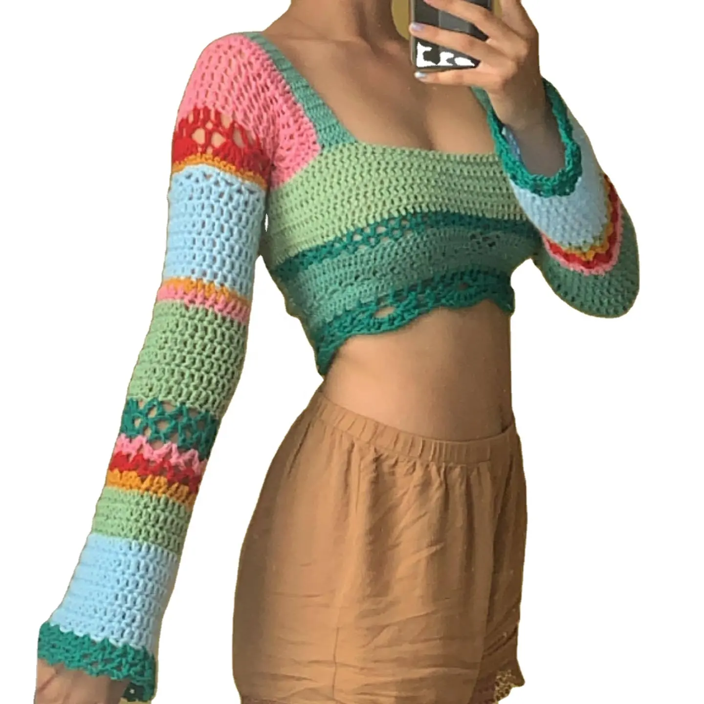 Crochet tops for women 2022 Jumper Women sexy Sweater Breathable Soft Fashion Girl Clothing Casual Quantity crochet tank tops