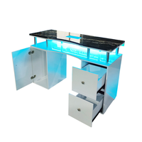 Station de manucure personnalisable de luxe avec plateau en marbre, table de manucure avec éclairage LED et collecteur de poussière