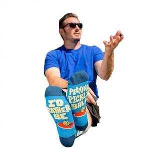 Chaussettes décontractées pour hommes en gros, respirantes, séchage rapide, absorbant la transpiration, motif lettres automne, tricotées en Spandex/Polyester/Coton - Product Image 3