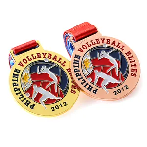 Personnalisé en métal émail doux Philippin volley-ball en gros gravé médaille de sport