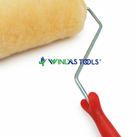 Outils de peinture professionnels Tissu en polyester tricoté Couverture de rouleau de peinture à surface lisse avec poignée à rouleau de type américain