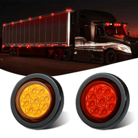 Feu de position latéral ambre 9 LED de 2,6 po, lampe de dégagement ronde stroboscopique 12-24 V pour camion et remorque