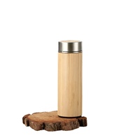 Botol Terisolasi Vakum dengan Gagang Stainless Steel, Tahan Panas 6-12 Jam, Berlapis Bambu, Tersedia