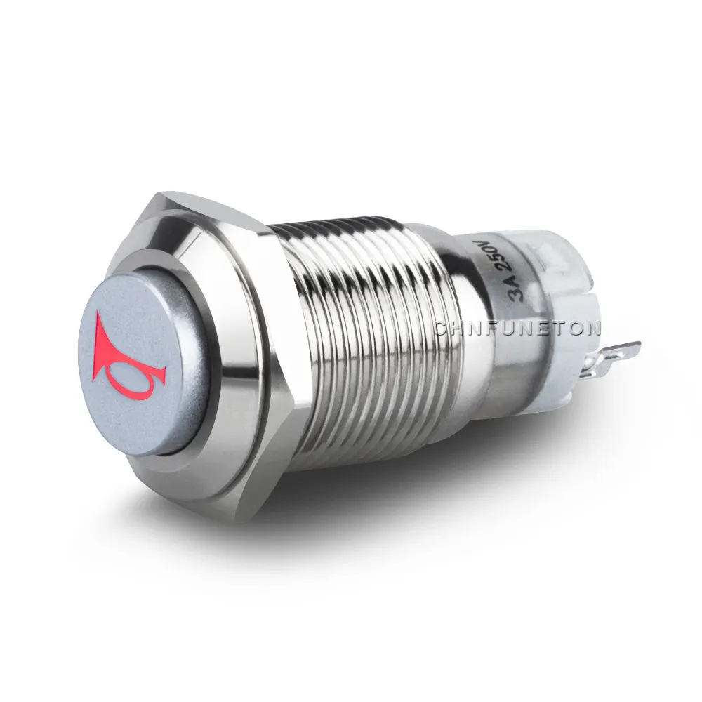 12V 16mm LED Light Waterproof Momentary Horn Metal Push Button Switch For Motorcycle Car Boat