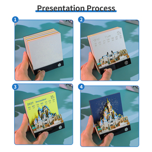 Bloc de Notas 3D con Calendario 2027, Castillo de <span class=keywords><strong>Cenicienta</strong></span>, Arquitectura, Notas Adhesivas con Luz LED, Decoración Creativa para Escritorio, Manualidades de Papel, Regalo - Product Image 4