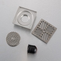 Joyhoo - Drenaje de Ducha de Alta Calidad para Baño, Acero Inoxidable SUS304, Acabado Cepillado, Antiolor, Drenaje de Piso Cuadrado de Latón Natural de 4 Pulgadas (100 mm)