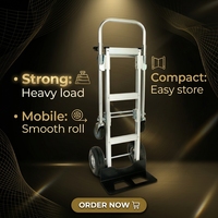 Chariot convertible 2-en-1 pliable en aluminium robuste Plate-forme en acier à quatre roues Support OEM pour l'utilisation d'outils à main