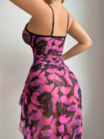 Ensemble de robe de soirée sexy pour femme avec imprimé papillon, en tissu tissé, demi-jupe longue à maintien moyen