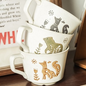Lelyi Wholesale Retro Exquisite Relief <strong>fox</strong> and Bear Pattern Ceramic <strong>Cups</strong> with High Aesthetic Value Handmade Coffee <strong>Cups</strong> - Product Image 4