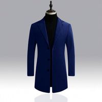 Manteau Peacoat Homme Version Coréenne Simple Boutonnage Coupe Slim Longue Coupe-Vent Décontracté – Approvisionnement Direct Usine NY
