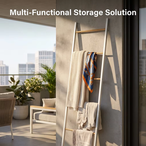 <span class=keywords><strong>Escalera</strong></span> Moderna <span class=keywords><strong>de</strong></span> Bambú para Baño y Sala <span class=keywords><strong>de</strong></span> Estar - Toallero Decorativo <span class=keywords><strong>de</strong></span> 6 Niveles - Estante <span class=keywords><strong>de</strong></span> Almacenamiento <span class=keywords><strong>de</strong></span> <span class=keywords><strong>Madera</strong></span> para Apoyar en la Pared - Product Image 2