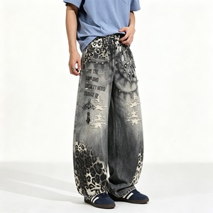 Nuevos Pantalones Vaqueros Holgados Estilo Hip-Hop para Hombre, con Estampado de Grafiti, Rotos y con <span class=keywords><strong>Letras</strong></span> - Product Image 2