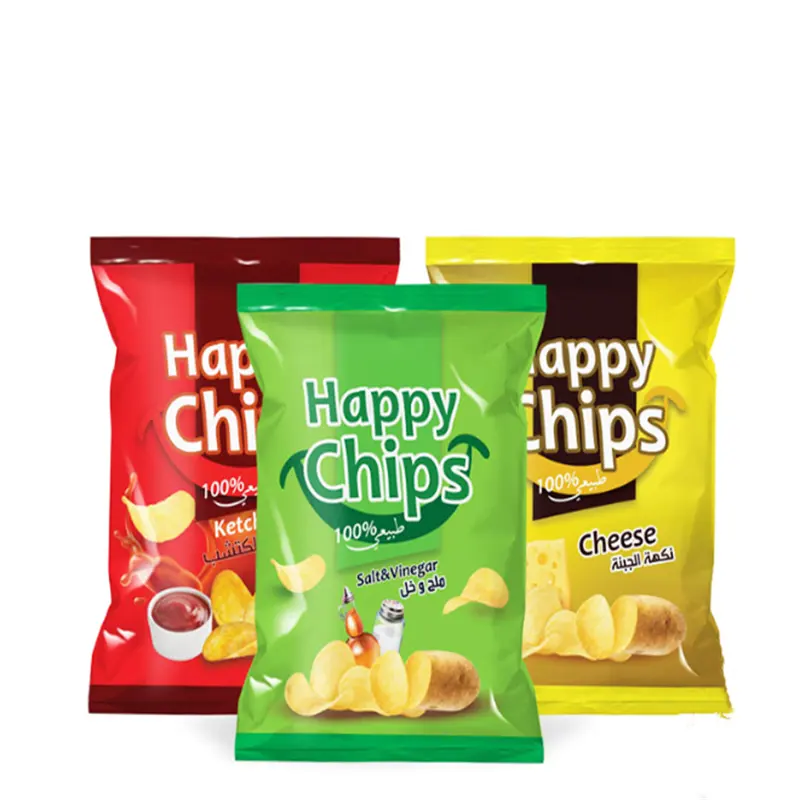 Custom Print Plastic Aluminium Foil Food Grade Bags Dry Food Crispy Chips Fries Snacks Packaging Bags
