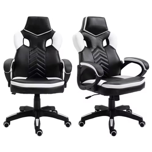 Nouvelle conception, chaise de gaming ergonomique confortable en cuir noir et blanc, chaise de bureau de course 5604 - Product Image 1