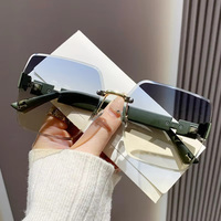 Lunettes de Soleil de Conduite Haut de Gamme Pour Femme, Tendance et À la Mode UV400 Sans Monture Double Dégradé de Couleurs Nouveau