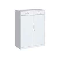 Armoire de rangement en acier, armoire de classement, deux tiroirs, deux portes, verrouillable, hauteur de cloison réglable, utilisation à domicile, au bureau, à l'hôtel, moderne