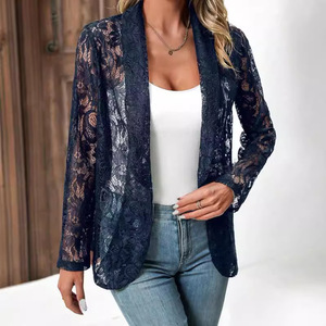 Jas <span class=keywords><strong>Blazer</strong></span> Wanita Elegan Model Slim Lengan Panjang Warna Solid dengan Aksen Patchwork Renda, Promo Spesial 2026 - Product Image 2