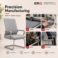 Chaise de visiteur ergonomique moderne grise personnalisée avec accoudoirs en maille, dossier respirant, siège rembourré, pivotante pour bureau à domicile