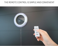Jam Dinding LED Cermin Bulat Digital 12 Inch dengan Remote Control, Alarm/Suhu, Desain Kreatif, Lampu Berongga dengan Pergantian Warna