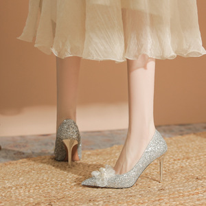 Zapatos de Tacón Alto con Punta en Pico y Decoración Floral para Novia, Zapatos Elegantes de Fiesta para Mujer - Product Image 3