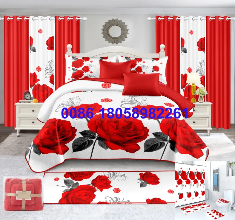 microfiber sabanas bedding set 22 pcs bed sheet set quilt cotton curtains king size edredones luxury duvet cover set