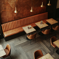 Banc carré en bois et cuir durable pour usage commercial, ensemble table et chaises pour restauration rapide, mobilier de restaurant pour café