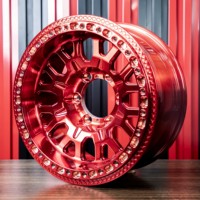 Vente flash - Jantes forgées de style vin rouge brossé tout-terrain compatibles avec l'anneau Beadlock pour Nissan Patrol Y60 Y61