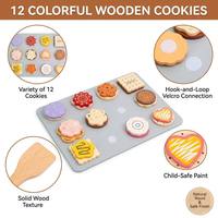 Jouet de cuisine en bois pour enfants, jeu de rôle, pour faire des biscuits, assiette de partage, biscuits colorés, jouet à découper avec fermeture auto-agrippante, vente directe usine