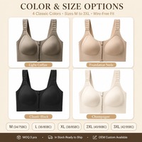 Soutien-gorge sans fil à fermeture avant avec fermeture éclair, soutien-gorge push-up sans couture, soutien-gorge pour forte poitrine, soutien-gorge minimiseur pour forte poitrine, soutien-gorge pour femme, vente en gros