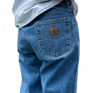 Jean en denim décontracté pour homme, coupe droite classique vintage, taille mi-haute, avec fermeture éclair et logo, style OEM <span class=keywords><strong>de</strong></span> marque automobile - Product Image 4