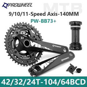 Pièces de vélo Prowheel MTB 3*9S/11/10S Pédalier 24/32/42T <span class=keywords><strong>Pignon</strong></span> Plateau de chaîne Boîtier de pédalier Bras de manivelle Plateau de chaîne - Product Image 2