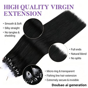 Extensioni per <span class=keywords><strong>capelli</strong></span> Microlink Remy Pre-Bonded, colore naturale, con microperline, 100% <span class=keywords><strong>capelli</strong></span> umani <span class=keywords><strong>veri</strong></span>, 50g/50 <span class=keywords><strong>ciocche</strong></span>/confezione, 16-26 pollici - Product Image 4