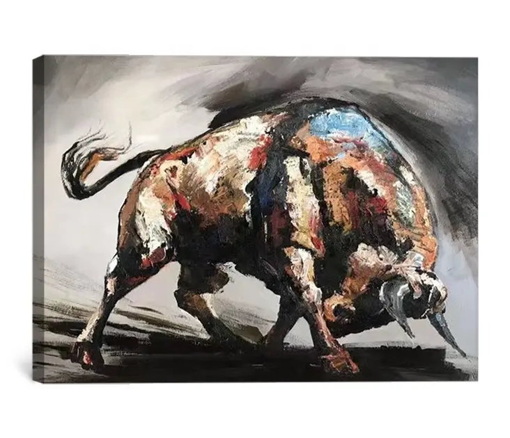 100% peint à la main abstraite taureau combats animaux peinture à l'huile sur toile