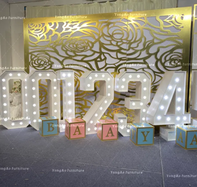 2023 light number of party props led electronic signs RGB light up large letter for wedding decoration