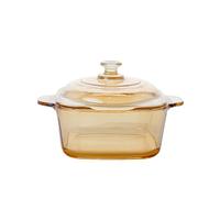 Bol à salade alimentaire épaissi Double oreille pot en verre ambré ustensiles de cuisine casseroles bol en verre avec couvercle