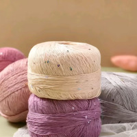 100% Cotton Yarn Sequin Lace 100g OE Spun Anti-Pilling Soft Dyed Crochet Knitting Yarn for Shawl Scarf Hat DIY Ready to Ship