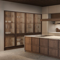 Meubles de cuisine en noyer au design européen moderne, personnalisation complète de la maison, service tout-en-un, panneau de porte en placage, évier inclus