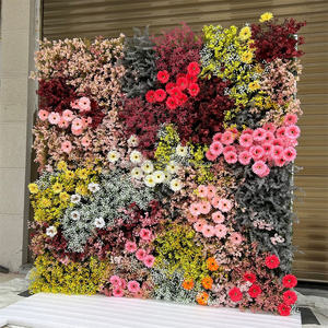 <span class=keywords><strong>T90</strong></span> toile de fond fleur tropicale Faux mur floral fleurs de mariage colorées tissu à base de couleur mélangée feuillage 7D mur de fleurs pour la décoration - Product Image 2