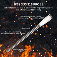 Thermomètre numérique sans fil intelligent pour viande avec 4 sondes, Bluetooth longue portée, construction métallique pour cuisine, barbecue, four, cuisinière, fumoir