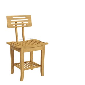 Bamboo Shower Stool With Backrest Solid Wood Waterproof Non Slip <b>Bath</b> Seat <b>Storage</b> Shelf Lounge Chair - Product Image 3
