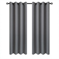 Rideaux occultants économiques en polyester noir 200 g/m² à triple tissage avec œillets pour chambre à coucher, sans film, aspect uniforme, excellente qualité