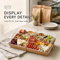 Boîte en papier kraft transparente pour charcuterie, présentoir pour boulangerie, pâtisserie, plateau froid à emporter