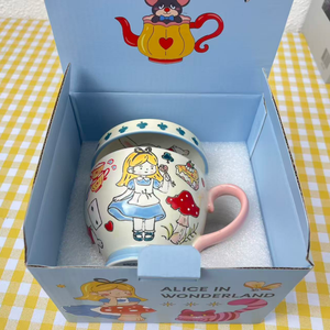 15oz Alice's Adventures Wonderland Newest Handmade Painting Modern Bone China Eco-friendly Mug <b>Spoon</b> Stocked Carton Dishwasher - Product Image 6