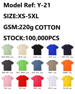 Hot Selling Clothing Custom Fashionable Unisex Plain Tshirt 220g Pure Cotton Soft Durable Men's Blank T-Shirt for Casual - Product Image 2