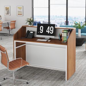 Mostrador de Recepción Moderno de 47 Pulgadas con Encimera y Pasacables, Mesa de Caja para Comercios, Vestíbulo, Salón, Oficina Pequeña, Oficina <span class=keywords><strong>en</strong></span> Casa - Product Image 5