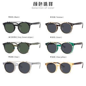 Clip en <span class=keywords><strong>gafas</strong></span> de sol polarizadas lente hombres mujeres <span class=keywords><strong>Johnny</strong></span> <span class=keywords><strong>Depp</strong></span> <span class=keywords><strong>gafas</strong></span> de marca de lujo Vintage <span class=keywords><strong>gafas</strong></span> acetato marco de calidad superior - Product Image 4