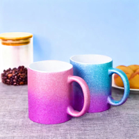 Mug à café en céramique personnalisé avec sublimation dégradée et paillettes, 11 oz, tasse à thé en grès pour cadeau personnalisé