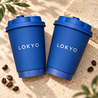 Gobelet à café jetable LOKYO en papier floqué 3D, toucher doux, avec couvercles en option, impression personnalisée, simple ou double couche, 8-20 oz
