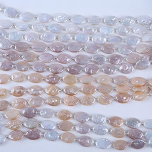 18cm White Freshwater Button and Oval Shaped 9-11mm Baroque Pearls for DIY <b>Bracelet</b> Loose White Pearls <b>String</b> Accessory - Product Image 1